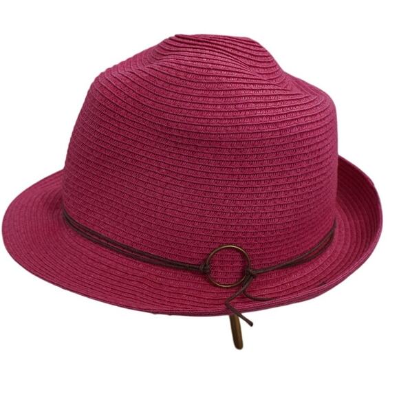 Goldcoast Sunwear Pink Straw Hat with Leather Band - Picture 4 of 7